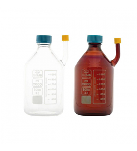 ISOLAB 007.02.003 Yan Boyunlu Şeffaf Cam  Şişe 2000 ml