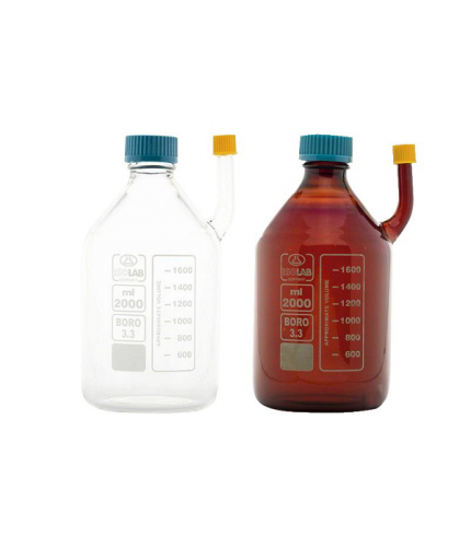 ISOLAB 007.02.004 Yan Boyunlu Amber Cam  Şişe 2000 ml
