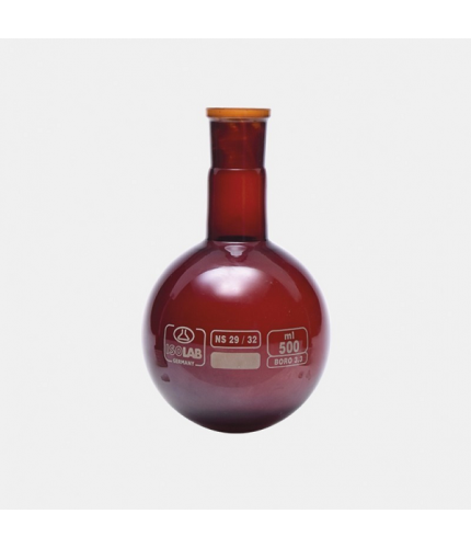 ISOLAB 030.12.501 Balon - Amber - Cam - Şilifli boyun - Dibi yuvarlak - 500 mL - NS 29/32  