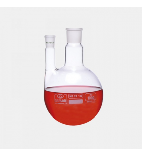 ISOLAB 030.34.901 Balon - Dibi Yuvarlak - 2 Boyunlu - Yan Dişi Şilif - Merkez Boyun : NS 29/32 - Yan Dişi Şilif : NS 19/ 26 - 1000 ml