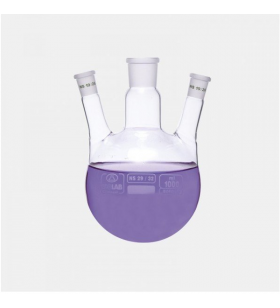 ISOLAB 030.38.901 Balon - Dibi Yuvarlak - 3 Boyunlu - Yan Dişi Şilif - Merkez Boyun : NS 24/29 - Yan Boyun(Lar) : NS 19/26 - 1000 ml