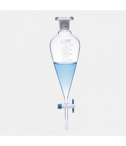 ISOLAB 031.02.250 Ayırma Hunisi - Cam - Konik - Dereceli - Ptfe Musluklu - 250 ml