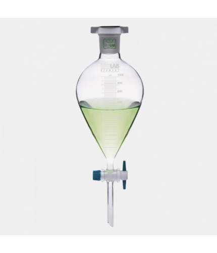 ISOLAB 031.04.901 Ayırma Hunisi - Cam - Konik - Dereceli - Ptfe Musluklu - 1000 ml