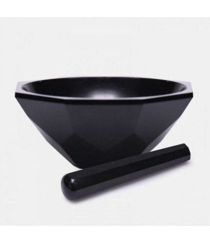ISOLAB 038.18.125 Havan - Agat - Tokmağı İle - Çap 125 mm - Standart Form - Siyah