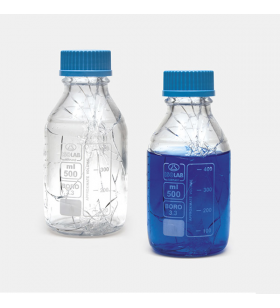 ISOLAB 061.01.250C Şişe - Borosilikat Cam - Şeffaf - Vidalı Kapaklı - 250 ml - Yüzey Kaplı