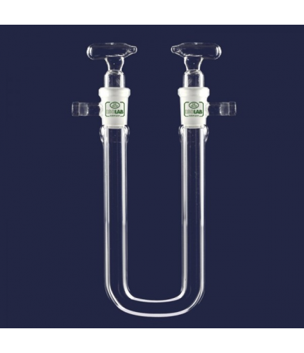 ISOLAB 065.63.180 Kurutma Tüpü - U Şekilli - Musluklu - Çap 18 mm - Dişi Şilif : NS 14/23 - 180 mm