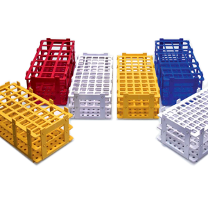 ISOLAB 079.01.002R Tüp Standı - Demonte - P.P - 55 Delik - 16 mm Tüpler İçin - Kırmızı